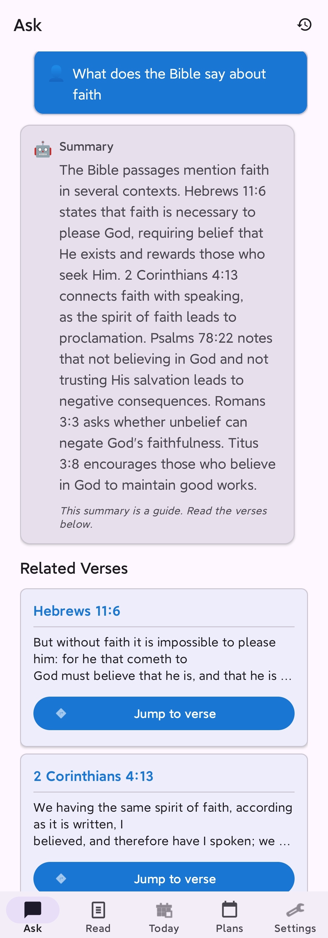 Ask Feature - AI Scripture Discovery